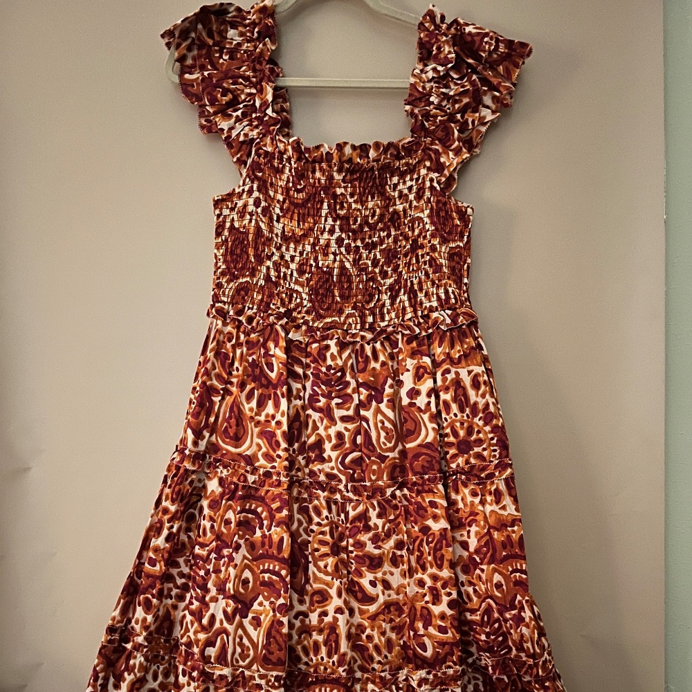 House of Harlow - Smocked Sundress - Orange/Red/ Pink pattern - Size Medium